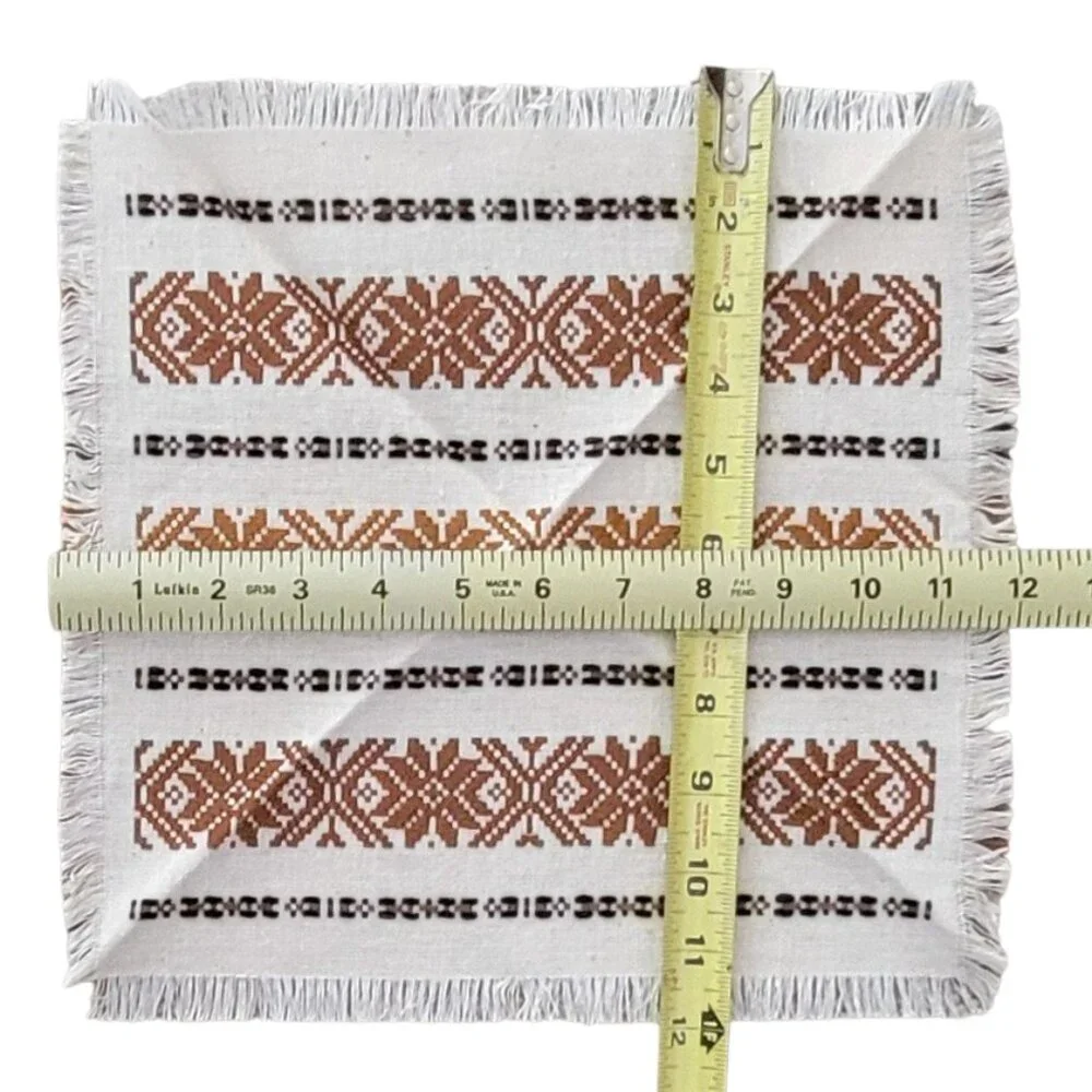 Vintage Yugoslav Linen Tablecloth & Napkin Set Folk Motif Kamnik Slovenia NOS